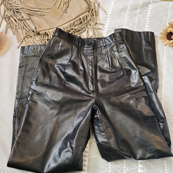 Vintage Pants - Vintage 1980s High Waist Leather Pants
